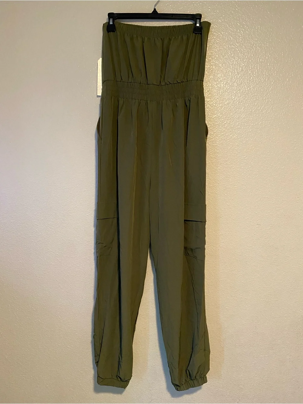 Urban Girl Strapless Olive Wide-Leg Cargo Jumpsuit Size M - Picture 6 of 11